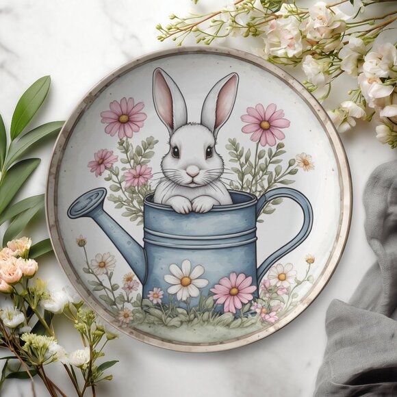 Bunny Dinner Plate – Durable Polymer Spring Tableware (10-inch) - Picture 5 of 10